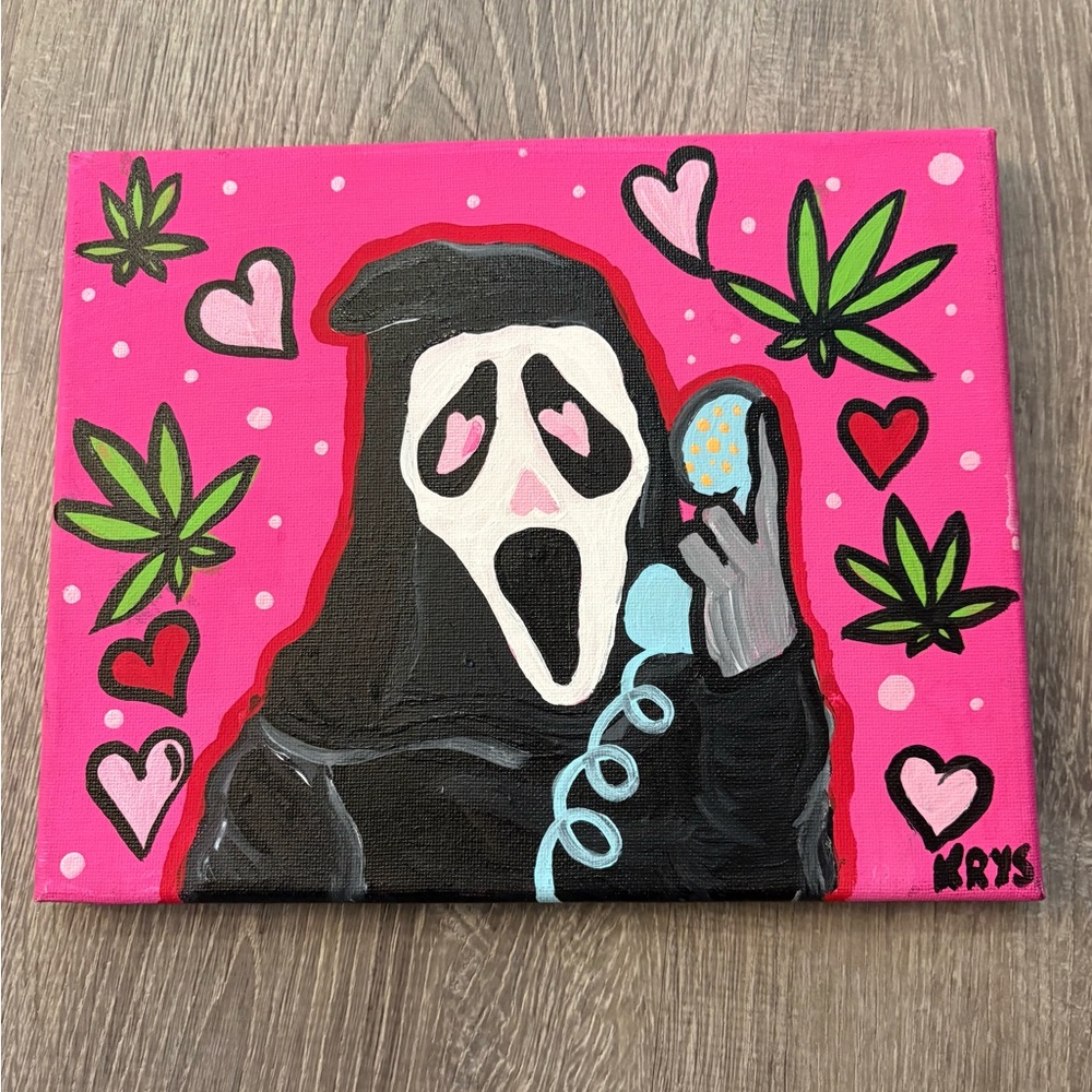 Pink and Black Scream Painting